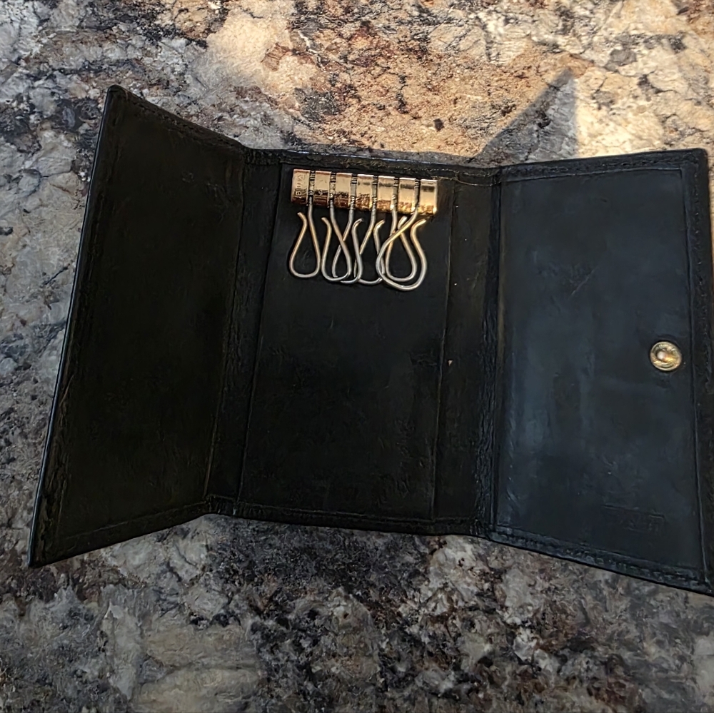 COACH Vintage Black Leather Key Case Holder - Picture 1 of 8